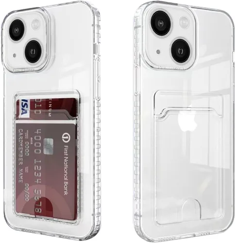 Vista 2 de Funda compatible con iPhone 11 con soporte para tarjetas, funda transparente con ranura para tarjetas, ultrafina, suave, a prueba de golpes, funda