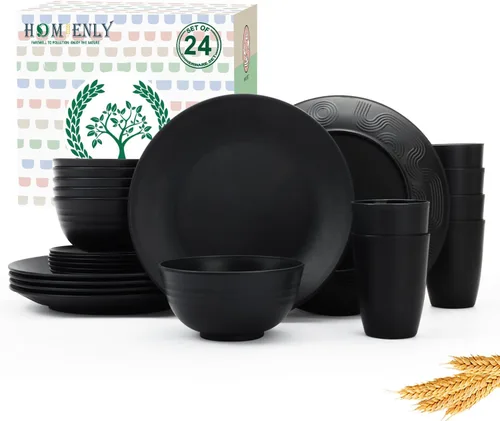 Vista 34 de Homienly Juegos de Vajilla Premium de Paja de Trigo, Platos y Tazones Ligeros e Irrompibles, Tazas, Servicio para 4, Apto para Lavavajillas