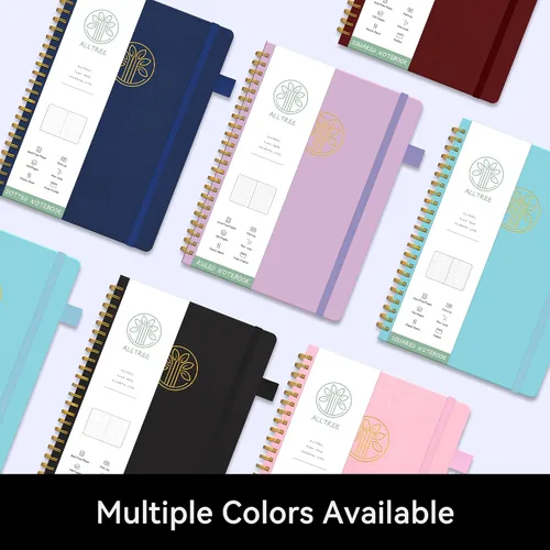 Vista 6 de Alltree Cuaderno de cuadrícula de puntos en espiral, cuaderno de papel punteado para el trabajo, tamaño mediano A5, cuaderno en espiral con lazo