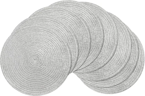 Vista 29 de SHACOS Juego de 4 manteles individuales redondos lavables de 15 pulgadas, de algodón, poliéster, trenzados, para mesa de comedor, boda, decoración