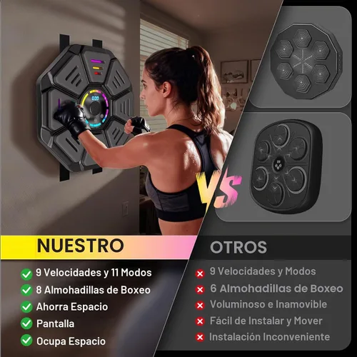Vista 5 de Music Boxing Machine, Smart Music Punching Machine for Adults Kids, Bluetooth Music Sync, Wall-Mounted Workout/Training Equipment with Boxing