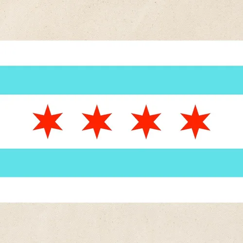 Vista 3 de CafePress Bolsa de compras de lona beige natural reutilizable con bandera de Chicago