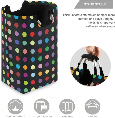 Vista 3 de visesunny Coloful - Cesta de colada grande con asa plegable y duradera, cesta de ropa, bolsa de lavandería, cubo de juguete para baño, dormitorio