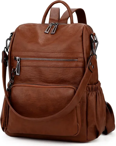 Vista 6 de UTO Mochila de cuero vegano para mujer, diseño de moda, convertible con borla, para viajes, con borla