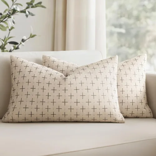 Vista 48 de MIULEE - Juego de 2 fundas de almohada decorativas de lino de arpillera, modernas, estilo campestre, rústicas, tejidas, con textura, para sofá, Gris