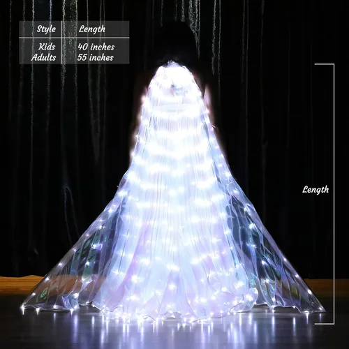Vista 2 de Alas de hadas LED iluminadas para niños y adultos, alas de mariposa multicolor brillantes para fiestas y eventos encantadores