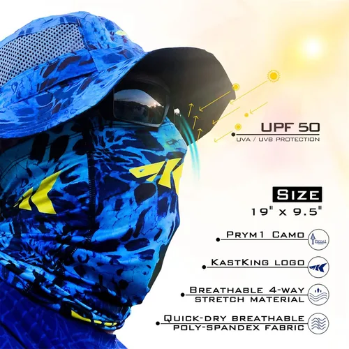 Vista 2 de KastKing Sol Armis - Cubrecuello con protección solar FPU 50 contra los rayos ultravioleta del sol, cubrebocas