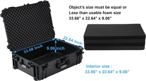 Vista 3 de Regetek Estuche con ruedas con espuma, 37 x 25.5 x 12 pulgadas, funda rígida de transporte con ruedas/3 asas grandes para cámara, herramienta