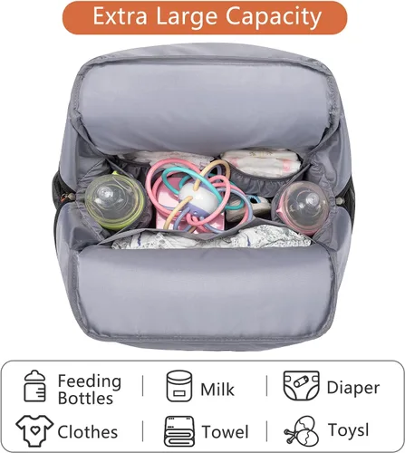 Vista 4 de Frank Mully Bolsa de pañales Mochila grande multifunción de viaje para mamá papá camuflaje