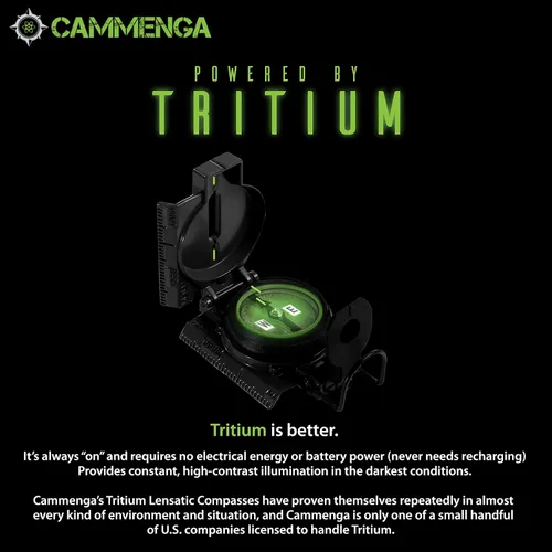 Vista 4 de Cammenga Brújula Lensática de Tritio Oficial del Ejército de EE. UU., Brújulas de Mano Impermeables y Precisas con Funda para Senderismo, Camping