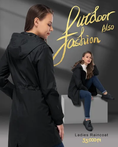 Vista 4 de 33,000ft Chaquetas de lluvia largas con capucha para mujer, gabardinas impermeables y plegables, cortavientos
