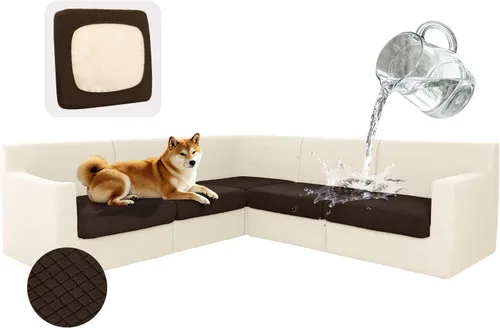 Vista 32 de ALIECOM Fundas 100% impermeables para sofá seccional esquinero en forma de L, fundas de cojín de jacquard elásticas para mascotas y perros