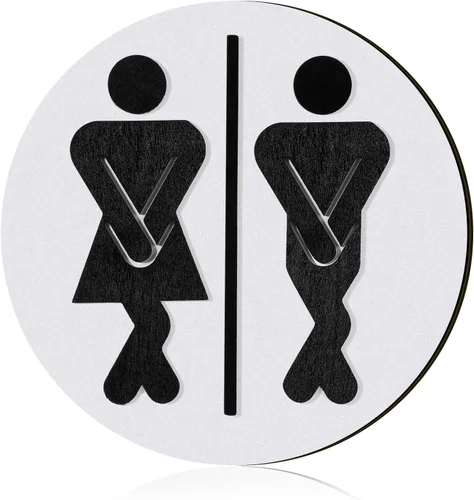 Vista 4 de Jetec Letreros de madera para baño de medio baño, divertido y lindo letrero unisex para decoración rústica de granja, oficina, negocios, baño y Negro