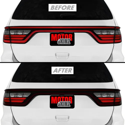 Vista 8 de SlickMod Tinte de humo de vinilo precortado para luz trasera Dodge Durango 2014-2023 (20% humo oscuro, 1. luz trasera)
