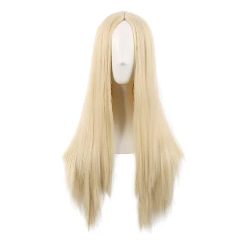 Vista 26 de MapofBeauty - Peluca sintética larga especial para mujer, de 28 pulgadas (70 cm), cabello lacio, color negro