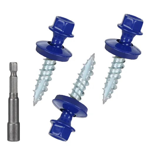 Vista 36 de Tornillos para techos de metal de 10 x 1 pulgada, tornillo para techo de chapa metálica con cabeza hexagonal negra y arandela EPDM para techos