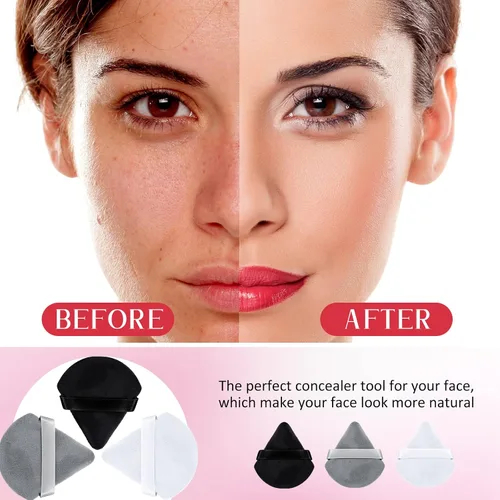 Vista 5 de Meanplan 90 esponjas de maquillaje con forma de triángulo suave, con correa, licuadoras y esponjas de maquillaje, base cosmética, herramienta