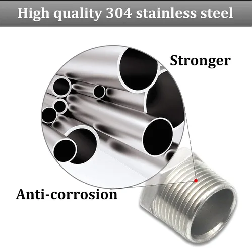 Vista 4 de 2 piezas de buje hexagonal reductor de acero inoxidable 304, NPT macho de 1/2" a NPT hembra de 1/4" (1/2"MNPT - 1/4"FNPT) accesorio de tubería buje