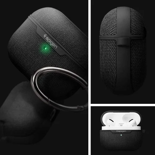 Vista 6 de Spigen Urban Fit - Funda para AirPods Pro (2019), funda de tela prémium con mosquetón, color negro