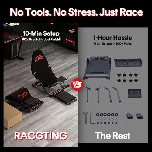 Vista 2 de RACGTING Racing Simulator Cockpit for G920 G29 G923, Foldable Racing Simulator for Thrustmaster T248X T248 T300 T150 458 TX Xbox PS5 PS4 PC (Black)