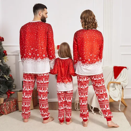 Vista 2 de Pijamas de Navidad a juego para la familia, lindos conjuntos de pijamas de manga larga para parejas, suaves y divertidos conjuntos de pijamas