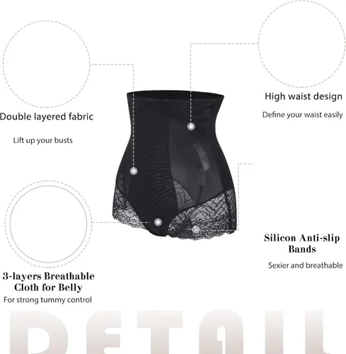 Vista 4 de FeelinGirl Womens Shapewear Tummy Control Panties Butt Lifter Body Shaper High Waist Plus Size Briefs