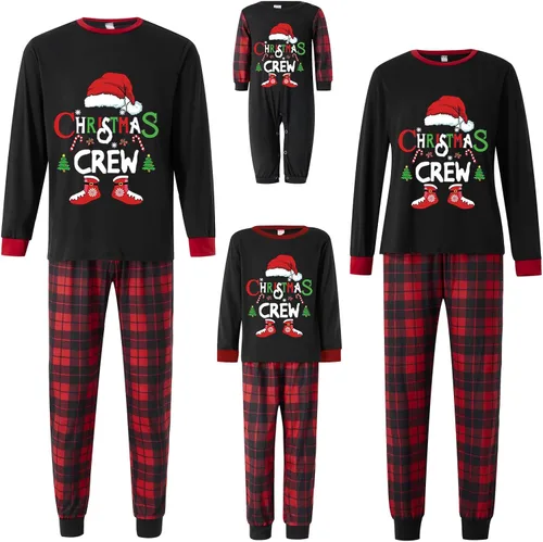 Vista 5 de WephuPSho Pijamas de Navidad a juego para toda la familia, pijamas navideñas festivas para toda la familia, pijamas navideñas