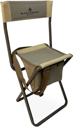 Vista 8 de Black Sierra Silla de caza plegable con respaldo, bolsa de almacenamiento y Axs Camo 2