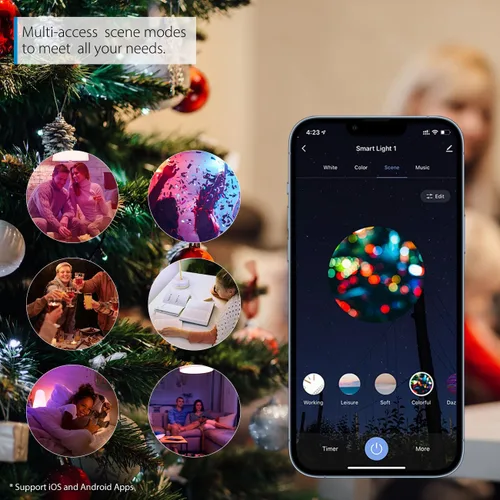 Vista 7 de LVWIT Bombillas inteligentes Alexa, BR30 equivalente a 60 W, LED inteligente E26, funciona con Google Assistant, aplicación Smart Life, aplicación
