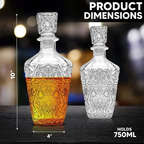 Vista 3 de Decantador de whisky - Elegante juego de decantadores de licor - Botella de licor de vidrio para whisky, tequila y brandy - Diseño sofisticado