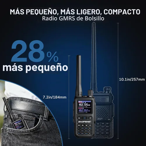 Vista 7 de BAOFENG Radios portátiles UV-5G Mini GMRS, 999 CHs, programación de Negro & gris