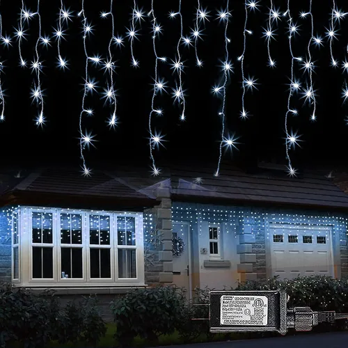 Vista 9 de Dazzle Bright Luces de carámbano de Navidad, 88.5 pies, 1080 LED, 8 modos, cortina de luces con 180 gotas, tira de luces de Navidad para decoración