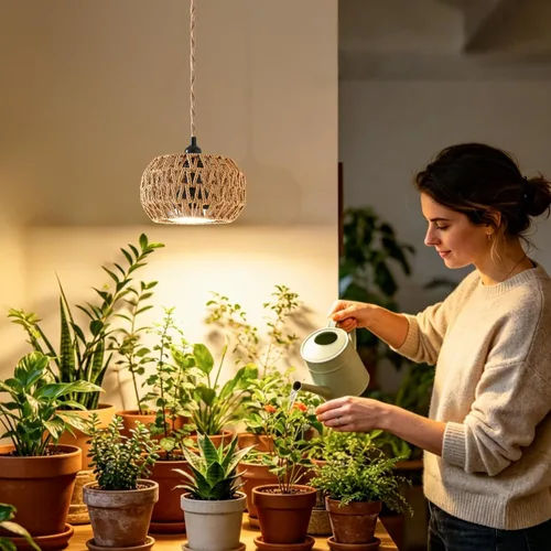 Vista 6 de Luces de cultivo para plantas de interior, luz de espectro completo para plantas, con temporizador y cable de alimentación de 15 pies, luces