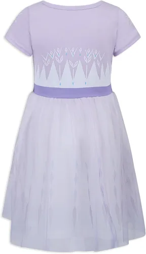 Vista 6 de Disney Vestido de Frozen para niñas, vestido de princesa Elsa copo de nieve, blancorosalila