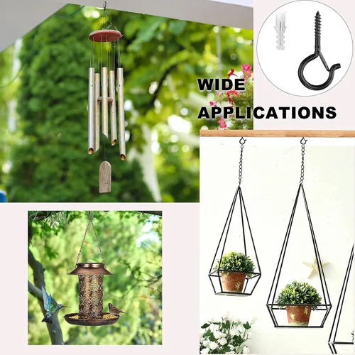 Vista 6 de PlusRoc Paquete de 20 ganchos de tornillo para colgar plantas al aire libre Negro