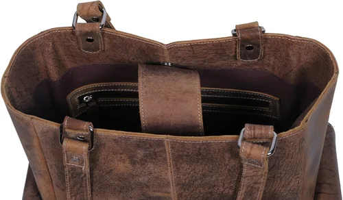 Vista 7 de KomalC Bolso de mano de cuero genuino suave Chicago Buff, elegante bolsa de hombro para comprador