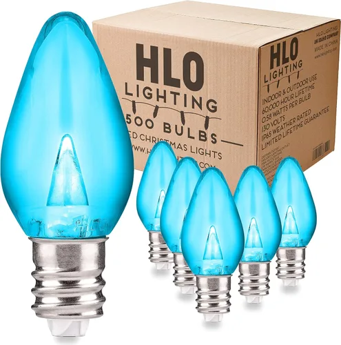 Vista 14 de Enchufe de iluminación navideña LED liso C7 verde azulado bombillas de repuesto para enchufes E12, grado comercial de bajo consumo, 2 bombillas
