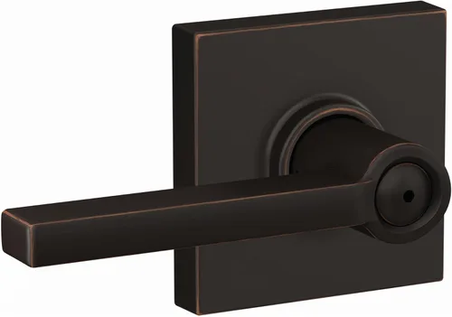 Vista 8 de Schlage F51A LAT 716 Latitude - Manija de puerta con bloqueo de entrada con llave, en acabado de bronce envejecido