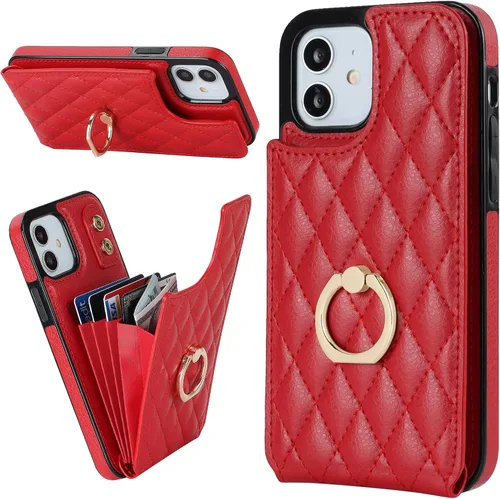 Vista 9 de Folosu Funda compatible con iPhone 12 iPhone 12 Pro con soporte para tarjetas, rotación de 360°, soporte de anillo de dedo con función atril