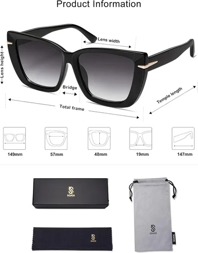 Vista 5 de SOJOS Gafas de sol de gran tamaño para mujer, estilo retro, vintage, de los años 70, a la moda, SJ2231