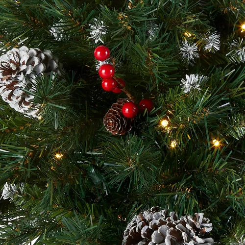 Vista 2 de National Tree Company - Relleno de urna artificial de Navidad pre-iluminado de 18 pulgadas con bayas esmeriladas, decoración de Navidad con conos