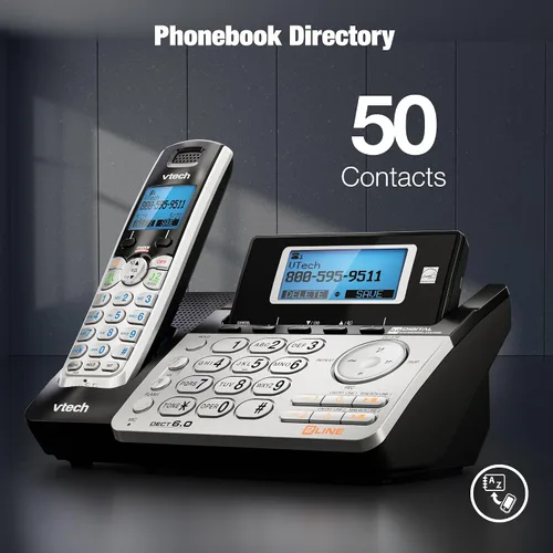 Vista 9 de VTech teléfono inalámbrico de 2 líneas para pequeñas empresas o hogar con sistema de contestador y buzón en cada línea, identificador