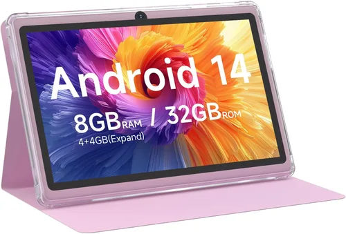 Vista 10 de CUPEISI Tablet Android 14, tableta de 7 pulgadas con funda, 8 GB de RAM+32 GB de ROM/1 TB Tableta expandible, 1.6 GHz, computadora con procesador