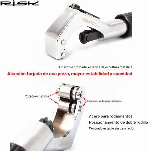 Vista 4 de Road Mountain Bike Fork Steerer Seat Post Handlebar Tube Cutter Tool, Bicycle Metal Pipe Cutter Tool with 5pcs Cutter Wheels for Size 1/4"-1-5/8
