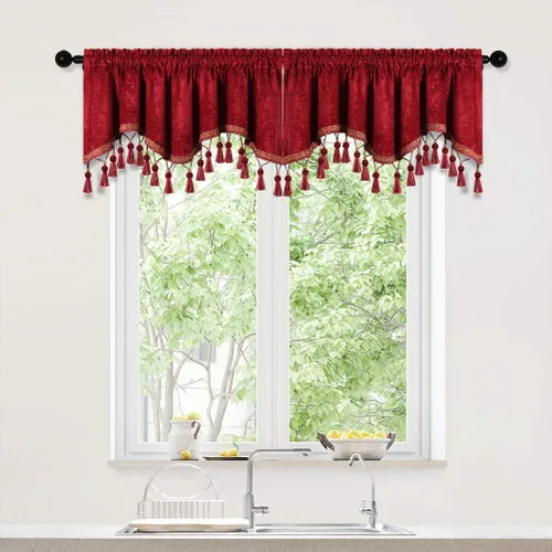 Vista 29 de Cortinas de doble cara de felpilla para cortina de cocina, cenefa para sala de estar