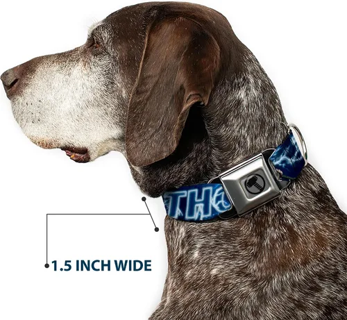 Vista 7 de Collar de perro hebilla para cinturón de seguridad Avengers Thor Hammer Action Pose Galaxy Blues Blanco 9 a 15 pulgadas 1.0 pulgadas de ancho