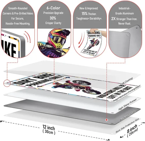 Vista 5 de Decoraciones divertidas de motocross para fiestas, letrero de estacionamiento de motocross para hombres, decoración de pared de habitación de niño