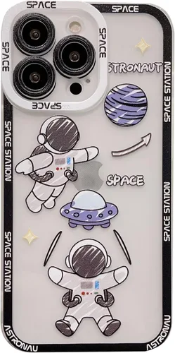 Vista 10 de Yonds Queen Funda transparente para iPhone 11, diseño de luna de astronauta espacial de astronauta de dibujos animados, elegante diseño de luna