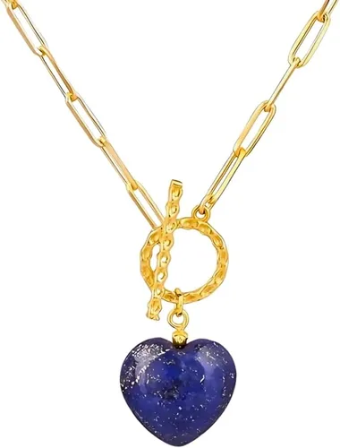 Vista 16 de Gempires Collar de corazón de gemas con cierre frontal para mujer con cadena de clip dorado, joyería con cierre de palanca para mujer, regalo