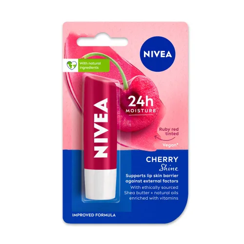 Vista 2 de Nivea Cuidado de labios Cereza con brillo afrutado, 4.8gm